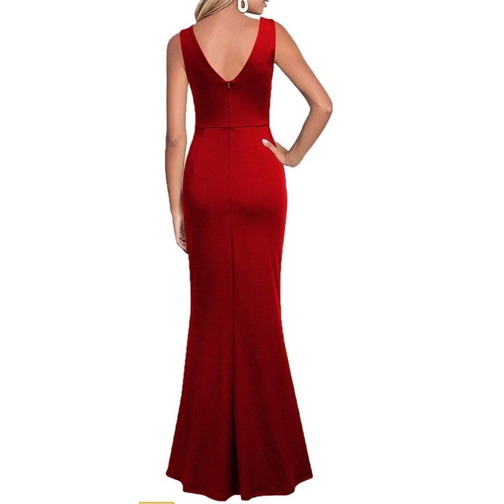 NWT Elegant red Dress With Slit xl - Picture 2 of 7